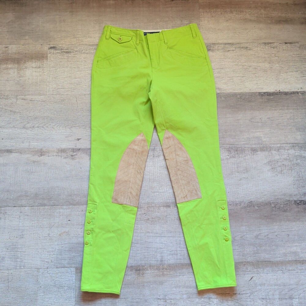 Ralph Lauren Womens 4 Lime Green Equestrian Riding Breeches Knee Patch NWOT